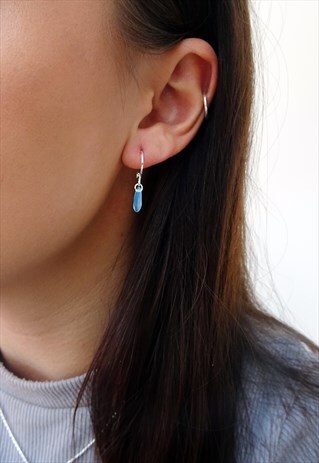 TURQUOISE TEARDROP SILVER HOOPS