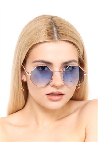 BLUE OCTAGON OVERSIZED SUNGLASSES UV400