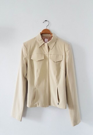 Y2K Vintage Axara Paris Cropped Nude Jacket, Size 38 Size 6