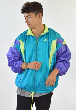 VINTAGE 90S BLUE GREEN PURPLE NIKE TRACK JACKET
