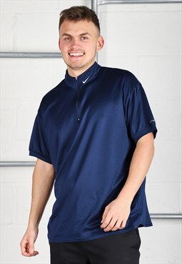 Vintage Nike Polo Shirt in Navy Short Sleeve Sports Tee XL