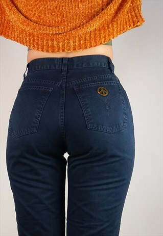 VINTAGE 90'S MOSCHINO MOM JEANS HIGH WAIST NAVY DENIM