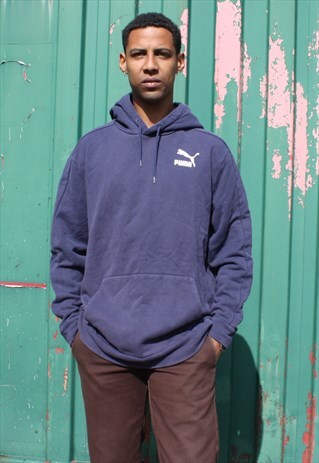 VINTAGE 1990S NAVY PUMA HOODED SWEATSHIRT