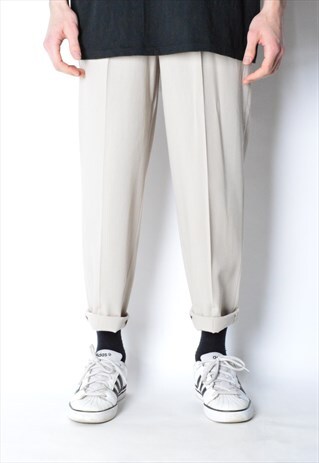 VINTAGE 90S UNISEX LIGHT BEIGE MINIMALIST PANTS