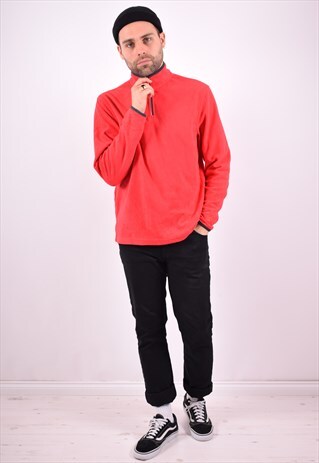 STARTER MENS VINTAGE FLEECE JUMPER MEDIUM RED 90'S