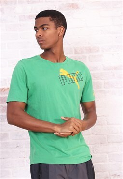 Vintage Puma Big Print Logo T-Shirt Green
