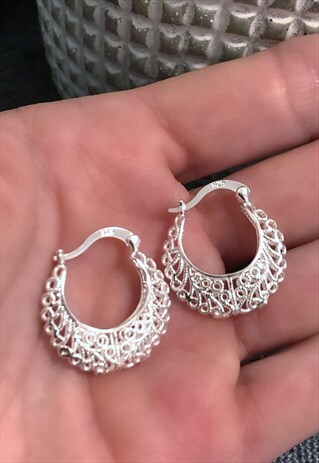 SILVER CUT-OUT HOOP EARRINGS