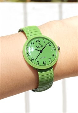 Ladies Mini Green Watch on Expander Strap