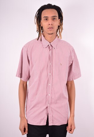 RALPH LAUREN MENS VINTAGE SHIRT XL RED STRIPES 90'S