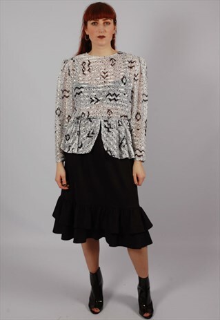 VINTAGE 80S BLACK AND WHITE DRESS