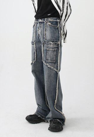 Men's vintage frayed panel jeans AW2022 VOL.1