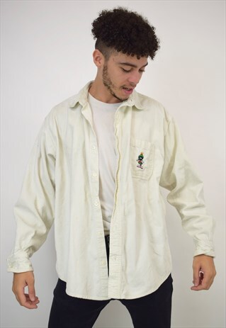 VINTAGE 90S CREAM CORDUROY MARVIN MARTIAN SHIRT