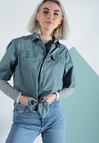 VINTAGE WRANGLER SHIRT IN DUCK EGG.