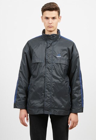 VINTAGE GREY ADIDAS WINDBREAKER RAIN JACKET