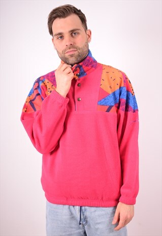 SERGIO TACCHINI MENS VINTAGE FLEECE JUMPER LARGE PINK 90S