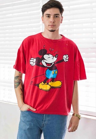 VINTAGE DISNEY MICKEY MOUSE T-SHIRT LOGO 90S ONE SIZE 8.4