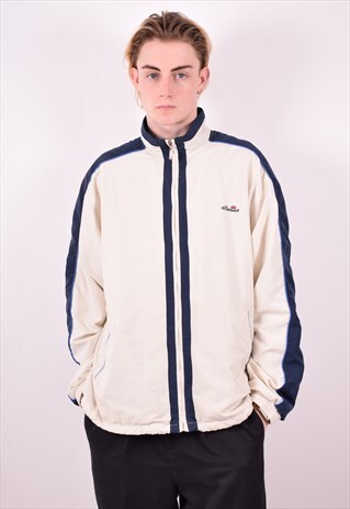 ELLESSE MENS VINTAGE TRACKSUIT TOP JACKET LARGE BEIGE 90S