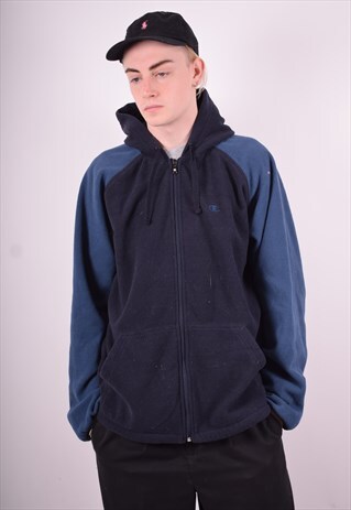 CHAMPION WOMENS VINTAGE HOODIE JACKET LARGE BLUE 90'S