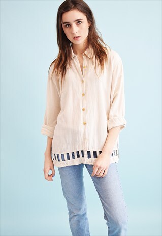 90'S RETRO BOHO HIPPIE NEUTRAL OVERSIZED SHIRT TOP