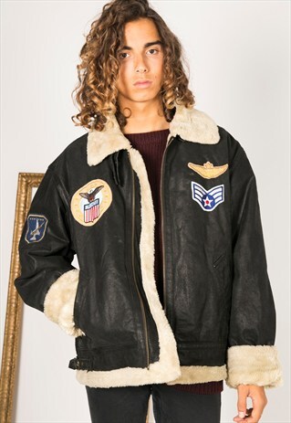 VINTAGE 80S AVIATOR LEATHER JACKET / R019