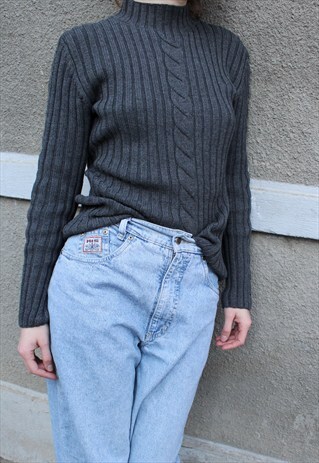 90S KNITTED GREY SWEATER