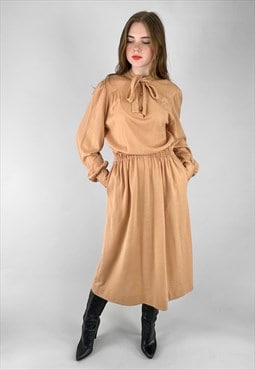 70's Vintage Christian Dior Long Sleeve Midi Dress