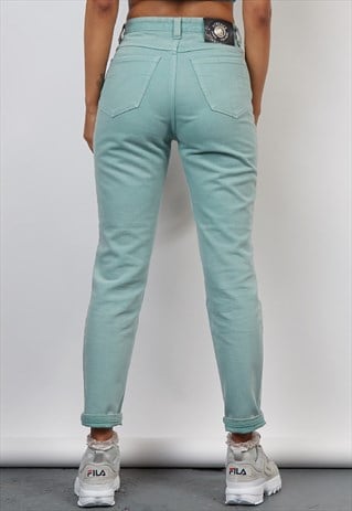 VINTAGE 90'S VERSACE PASTEL GREEN JEANS
