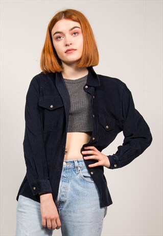 90'S VINTAGE NAVY BLUE CORD SHIRT