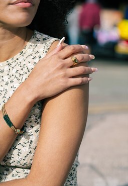 Green and Gold Beaded Bracelet