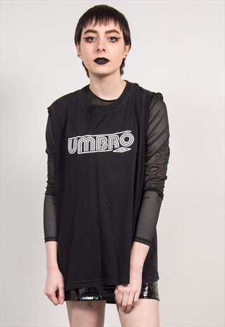 UMBRO 90'S BLACK OVERSIZED SLEEVELESS VEST T-SHIRT