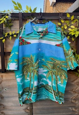 Vintage 1990s Hawaiian print wavey shirt XL