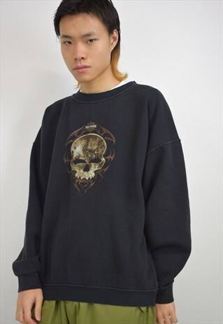 VINTAGE 90S HARLEY-DAVIDSON BLACK SKULL SWEATSHIRT