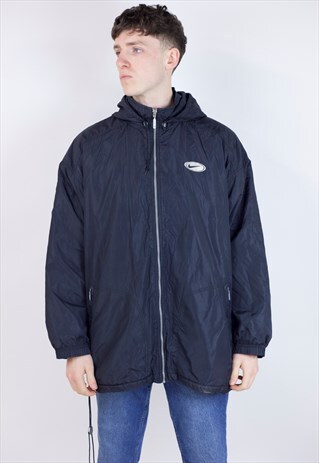 VINTAGE NIKE BLACK ZIP UP LONG 90'S JACKET