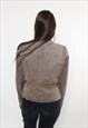 LEATHER BIKER JACKET, 90S BROWN CROPPED JACKET MEDIUM SIZE