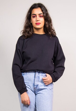 VINTAGE 90'S BLACK PLAIN CHAMPION SWEATSHIRT
