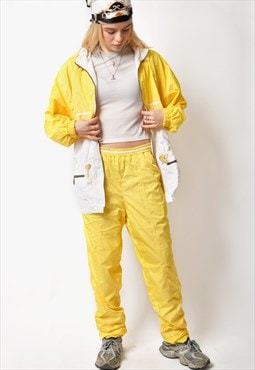 Vintage 80s tracksuit set in yellow white women's Old School