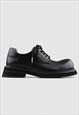 ROUND TOE DERBY SHOES PLATFORM EDGY GOTH BROGUES IN BLACK