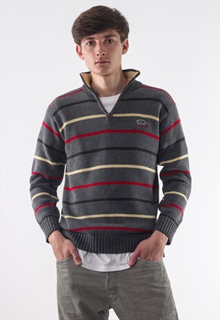VINTAGE PAUL & SHARK SWEATER PULLOVER 90S GREY KNITTED