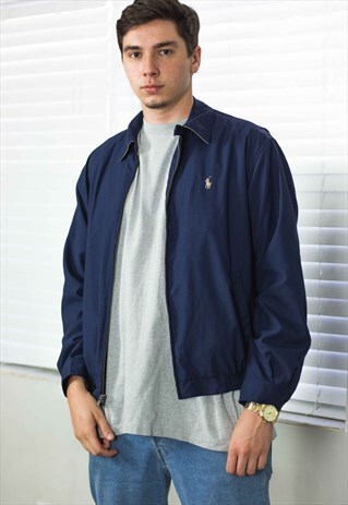 VINTAGE POLO RALPH LAUREN HARRINGTON JACKET LOGO M 19.8
