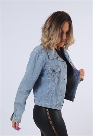 WRANGLER DENIM JACKET FITTED OVERSIZED VINTAGE UK 12 (DK5A)