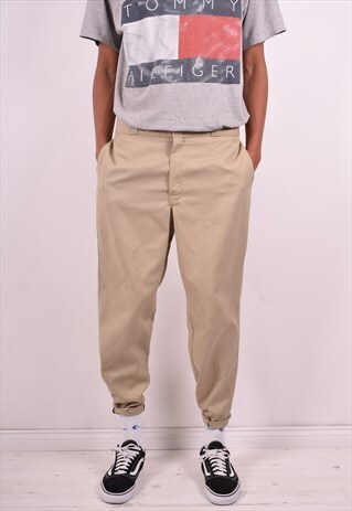 DICKIES MENS VINTAGE TROUSERS W36 L29 BEIGE 90S