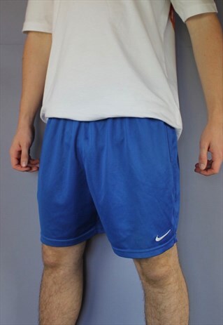 VINTAGE NIKE SHORTS IN BLUE WITH EMBROIDERED LOGO AND DRAWST