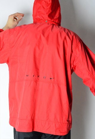 VINTAGE 90S RED NIKE SHELL RAIN COAT JACKET