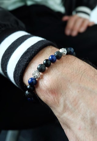 COMBINATION OF LAPIS EYE, ONYX AND LAVA POWER BRACELET