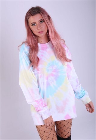 OVERSIZED SWEATSHIRT IN PASTEL RAINBOW TIE DYE