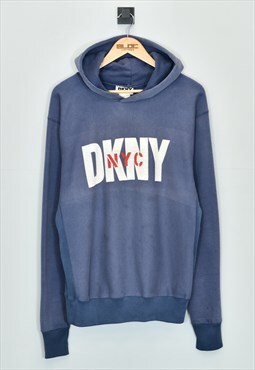 Vintage DKNY Hooded Sweatshirt Blue Large