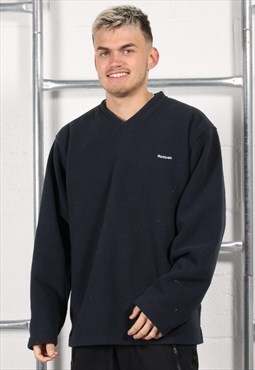 Vintage Reebok Sweatshirt in Navy Fleeced Jumper Large