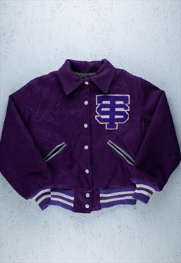 80s TS Purple Letterman Varsity Jacket - B2259