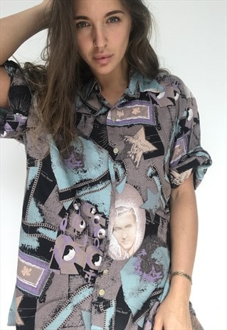 PATTERNED OVERSIZED RETRO VINTAGE UNISEX FESTIVAL SHIRT