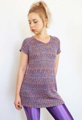 VINTAGE 90'S RAINBOW PATTERNED KNIT TOP / MINI DRESS